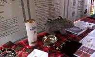 table setting in the N/N tent with the Quaich by Irene Petree